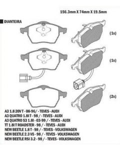 VW. PASTILLA DE FRENO GOLF 97/ - BORA 99/ - A3 98/ (SISTEMA TEVES)