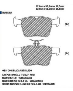 VW. PASTILLA DE FRENO TRASERO TIGUAN 18/ GOLF 14/ TAOS 21/ AUDI A3 12/