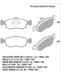 FIT. PASTILLA DE FRENO DOBLO 09/ IDEA 09/ PALIO 11/ PUNTO 09/ STRADA WORKING 1.4 1.8