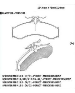 MB. PASTILLA DE FRENO SPRINTER 97/01 (SISTEMA PERROT)