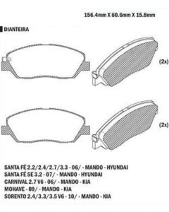 HYU. PASTILLA DE FRENO SANTA FE / SORENTO 2010/