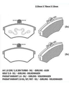 VW. PASTILLA DE FRENO GOLF 93/ (MK3) - CADDY 95/ - A4 96/