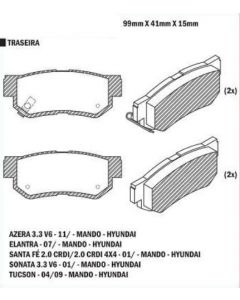 PASTILLA DE FRENO TRASERA HYUNDAI SANTA FE 01/ TUCSON 04/09