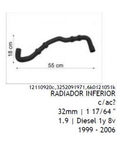 VW. MANGUERA RADIADOR INFERIOR 32mm POLO