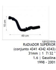 VW. MANGUERA RADIADOR SUP A DEP RES. Y TUBO GOLF