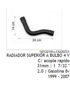 VW. MANGUERA RADIADOR SUPERIOR A BULBO 4 VIAS GOLF