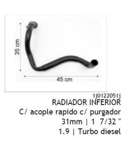 VW. MANGUERA RADIADOR INF GOLF A4 1.9 TDI 1JO122051